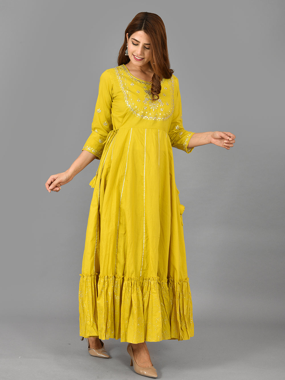 Yellow Zari Embroidery Anarkali Kurta