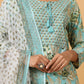 Green Mirror Embroidered Cotton Suit Set