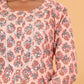 Peach Floral Printed Cotton Kurta Pant Set