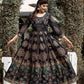 Black Gold Printed Cotton Ethnic Gown