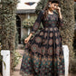 Black Gold Printed Cotton Ethnic Gown