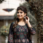 Black Gold Printed Cotton Ethnic Gown