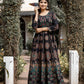 Black Gold Printed Cotton Ethnic Gown