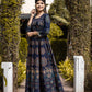 Blue Gold Printed Cotton Ethnic Gown