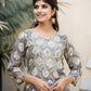 Grey Modal Silk Embroidered Modal Suit Set