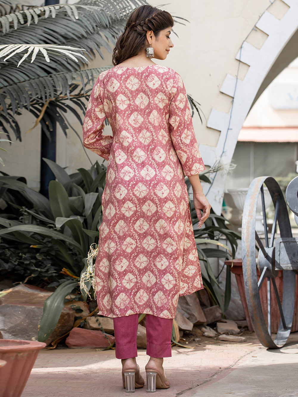 Pink Modal Silk Embroidered Suit Set