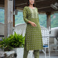 Green Printed Cotton Kurta Pant Set