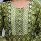 Green Printed Cotton Kurta Pant Set