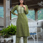 Green Printed Cotton Kurta Pant Set