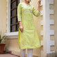 Green Pastel Printed Cotton Casual Kurta