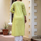 Green Pastel Printed Cotton Casual Kurta