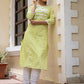 Green Pastel Printed Cotton Casual Kurta