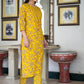 Yellow Floral Print Kurta Pant Set