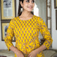 Yellow Floral Print Kurta Pant Set