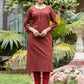 Maroon Block Printed Cotton Kurta Pant Set