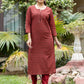 Maroon Block Printed Cotton Kurta Pant Set