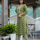 Green Floral Printed Kurta Pant Set