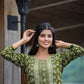 Green Floral Printed Kurta Pant Set