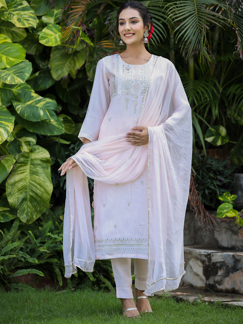 Baby Pink Modal Silk Suit Set