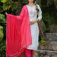 White-Pink Modal Silk Suit Set