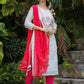 White-Pink Modal Silk Suit Set