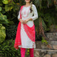 White-Pink Modal Silk Suit Set