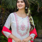 White-Pink Modal Silk Suit Set