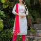 White-Pink Modal Silk Suit Set