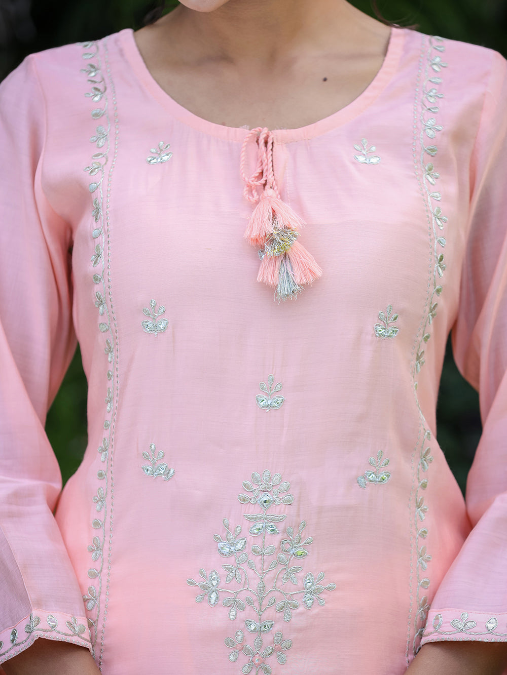 Pink Modal Silk Suit Set