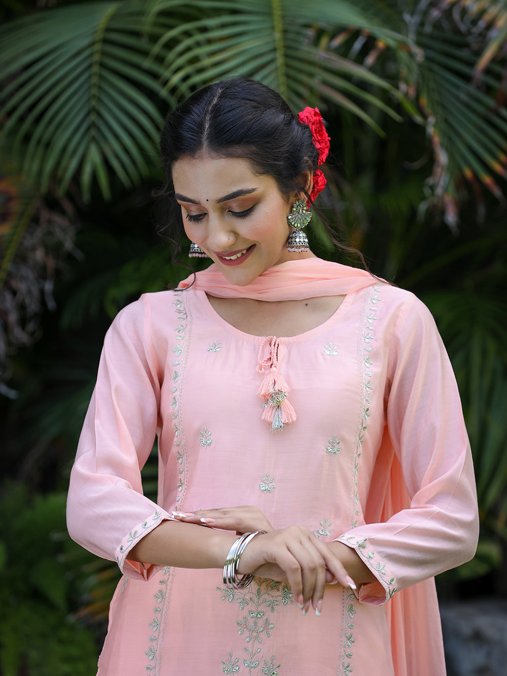 Pink Modal Silk Suit Set