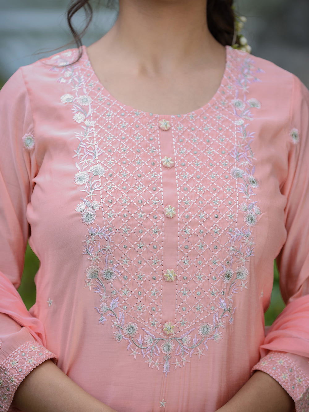 Pink Modal Silk Suit Set