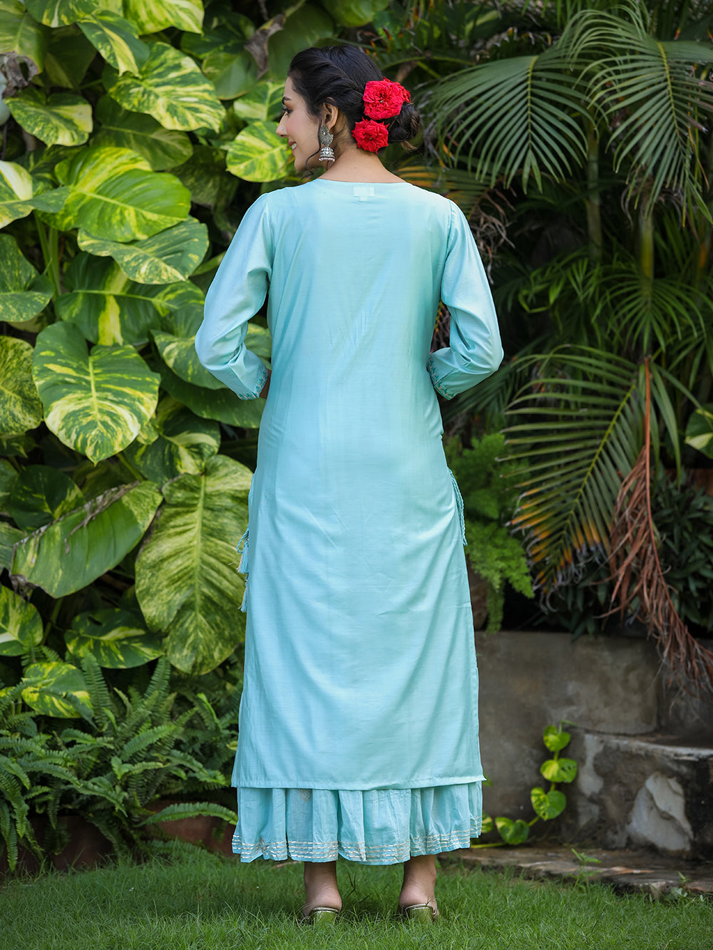 Sea Green Modal Silk Suit Set