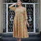 Yellow Floral Printed Cotton Ethnic Dress