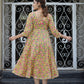 Yellow Floral Printed Cotton Ethnic Dress