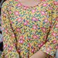 Yellow Floral Printed Cotton Ethnic Dress