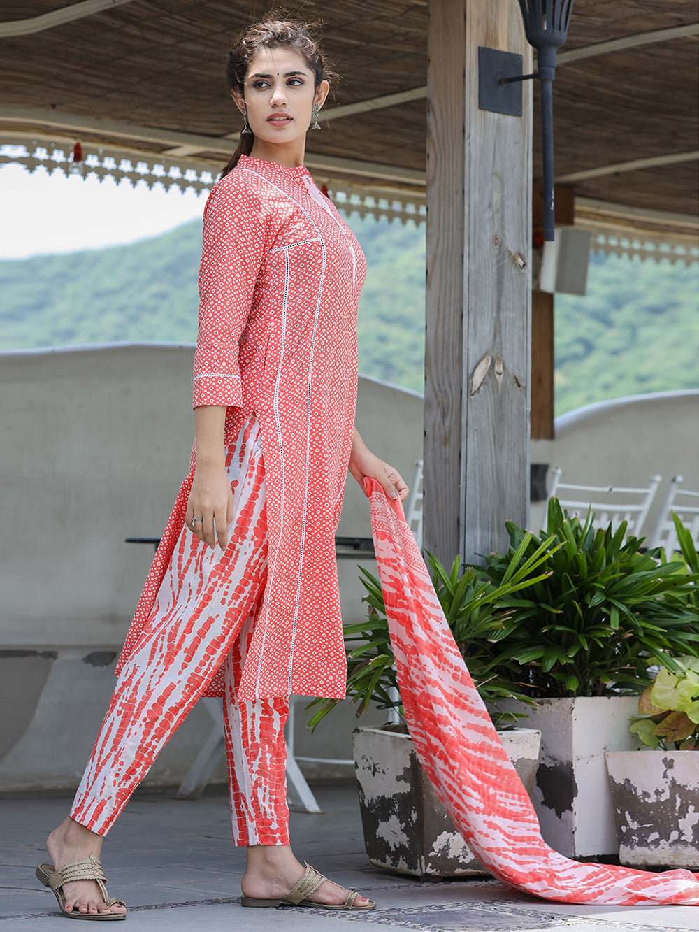 Pink Printed Cotton suit set