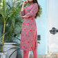 Pink Floral Print Cotton Kurta Pant Set