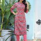 Pink Floral Print Cotton Kurta Pant Set