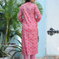 Pink Ethnic Print Cotton Kurta Pant Set