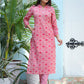 Pink Ethnic Print Cotton Kurta Pant Set