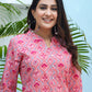 Pink Ethnic Print Cotton Kurta Pant Set