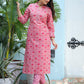 Pink Ethnic Print Cotton Kurta Pant Set