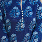 Blue Floral Print Cotton Kurta With Trouser