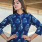 Blue Floral Print Cotton Kurta With Trouser