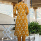 Mustard Floral Print Cotton Kurta Pant Set