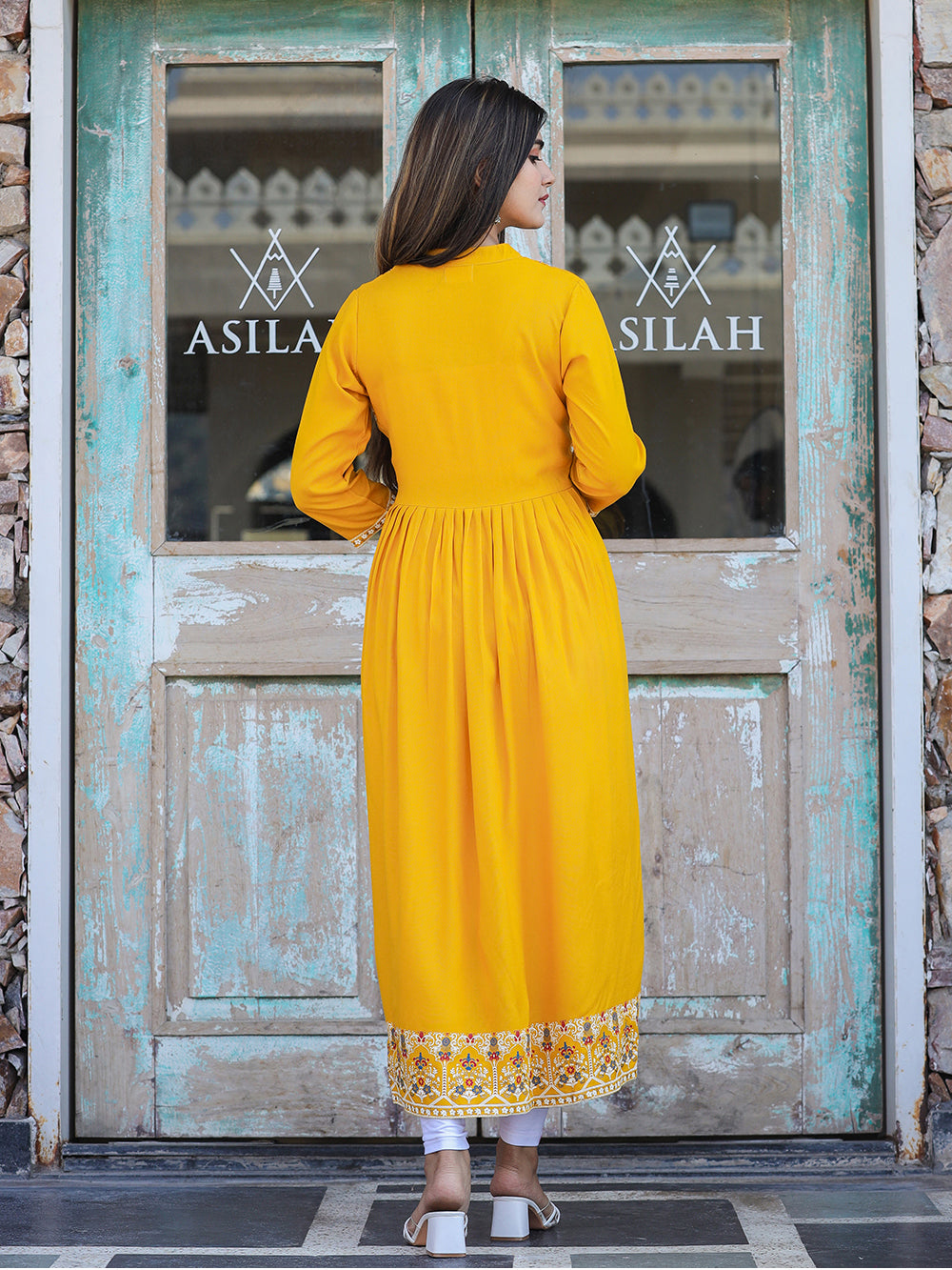 Yellow Ajrakh Tiered Dress - Byhand I Indian Ethnic Wear Online I  Sustainable Fashion I Handmade Clothes