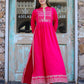 Pink Printed Rayon Ethnic Dress