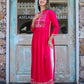 Pink Printed Rayon Ethnic Dress