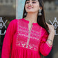 Pink Printed Rayon Ethnic Dress