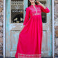 Pink Printed Rayon Ethnic Dress